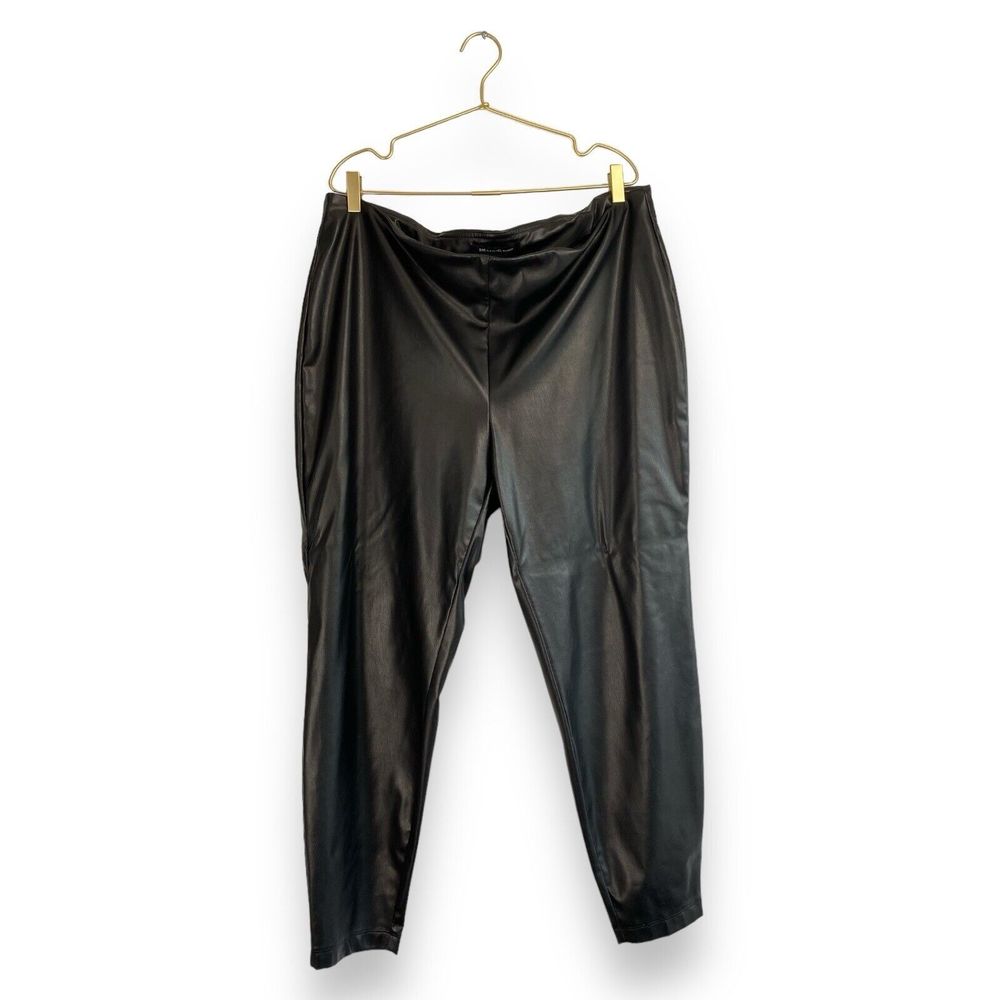 Zac & Rachel Woman Faux Leather Legging‎ Pant Black Plus Size 2X  414
